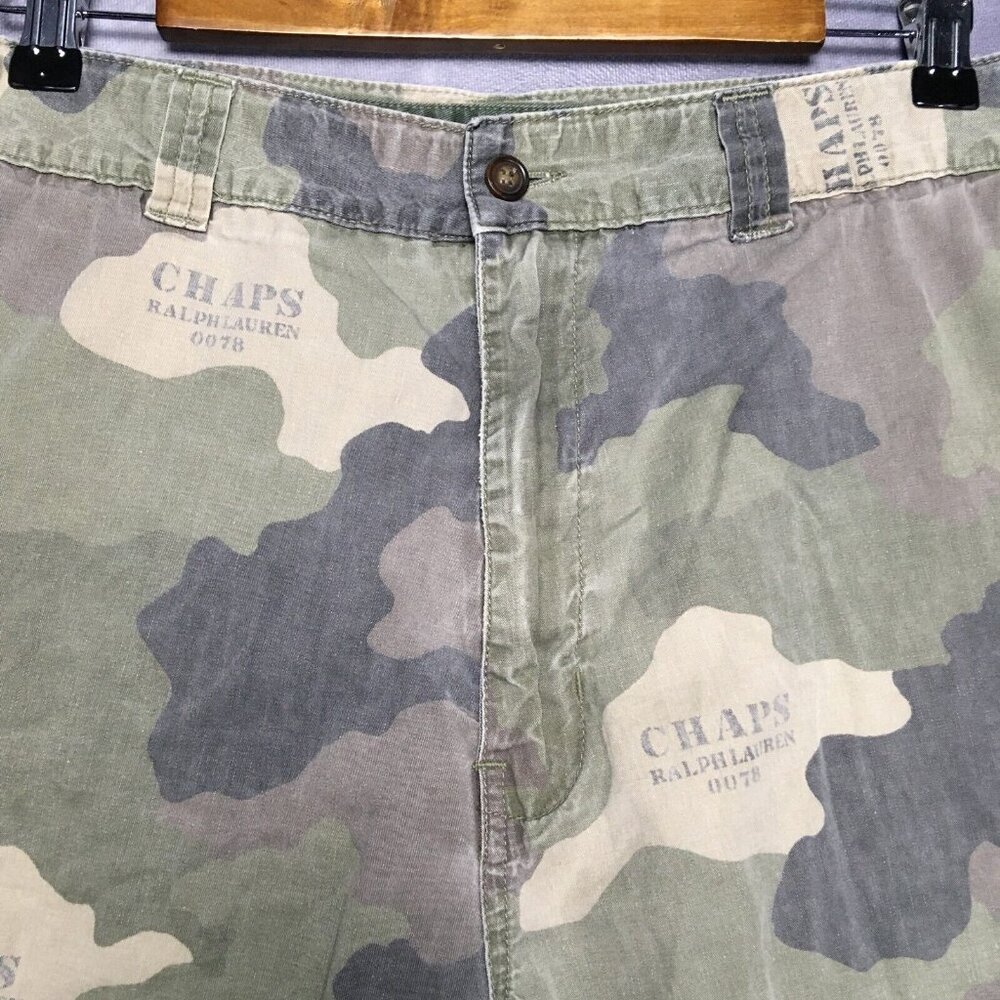 Chaps RL Mens Camo Cargo Shorts size 34 Lightweight Cotton Fatigues Jungle Green - Picture 5 of 12